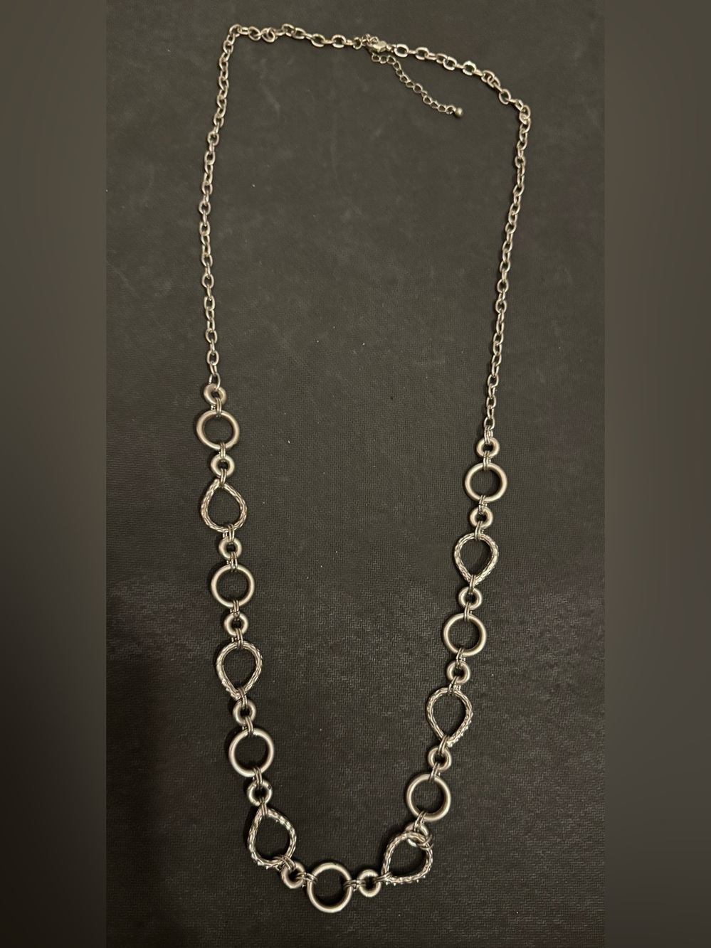 Silver tone Long Link Statement Necklace
